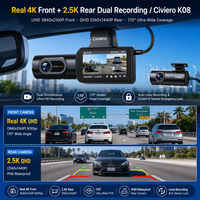 Caméra de tableau de bord double objectif 4K avec caméra arrière 1080P, vision nocturne, suivi GPS, enregistrement en boucle 24/7, caméra WiFi 25MP