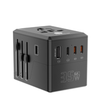Adaptador de Viaje Multi-Enchufe Listo para Enviar, 35W GaN USB-C Todo en Uno, Convertidor de Corriente Global para Enchufes de la UE a Reino Unido, para Hogar y Oficina