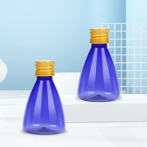 卸売パープルグリーン小容量プラスチックボトル新デザインコーンPETミニローション香水エッセンシャルオイルボトル