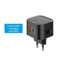 Chargeur rapide double port 25W PD QC3.0 avec matériau PC ignifuge, prise EU, adaptateur secteur USB-A + Type-C pour téléphones et appareils électroniques