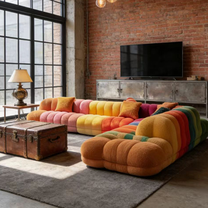 Juego de Sofás Seccionales Modulares de Lujo, Muebles Modernos de Terciopelo Arcoíris para Sala de Estar, Sofá Grande con Tapicería Acolchada Tipo Nube, Personalizable - Product Image 2