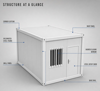 Conteneur en acier moderne détachable de 20 pieds, préfabriqué, modulaire en kit pour bureau, dortoir, magasin, stockage, parc, extérieur