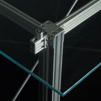 Table de conférence, table à manger, bureau design, structure en aluminium moderne industrielle, verre trempé