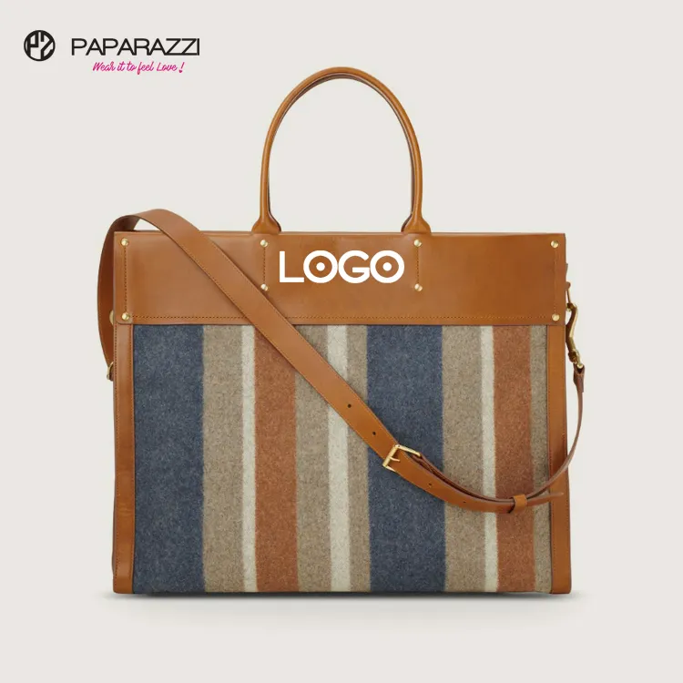 المصورون PA0483-A جديد تصميم مخصص مزيج الصوف رجل كبير جلدية Pu Crossbody حمل حقيبة