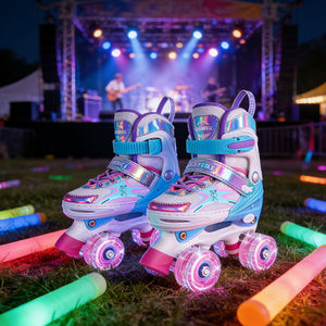 Patins à roulettes réglables pour filles ZHOYA SPORT avec <span class=keywords><strong>roues</strong></span> lumineuses clignotantes, patins à roulettes quad pour enfants en maille respirante, <span class=keywords><strong>4</strong></span> <span class=keywords><strong>roues</strong></span> - Product Image 2