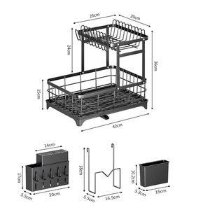 <span class=keywords><strong>Escurridor</strong></span> de platos sobre el fregadero con sistema de drenaje automático, juego de cuchillos para utensilios, soporte para tabla de cortar, estante de vidrio - Product Image 2