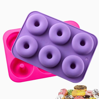 Moule à donuts en silicone de qualité supérieure, réutilisable, résistant à la chaleur, de qualité alimentaire, 6 trous, moule à gâteau en silicone, outils pour gâteaux