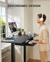 Grand bureau électrique réglable en hauteur avec plateau pour clavier, bureau assis-debout pour la maison, le bureau et l'ordinateur