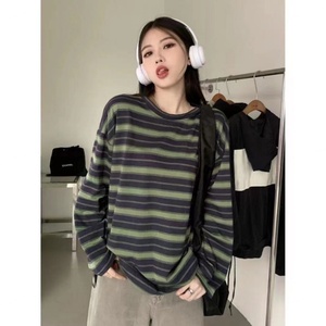 Women's Collarless Logo Knitted 100% Cotton Thin Pullover <b>Long</b> Sleeve Sweatshirt for Couples <b>Matching</b> - Product Image 3