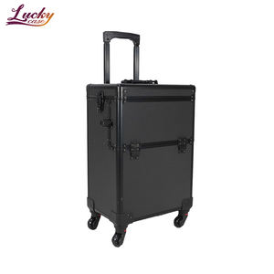 2-In-1 Rollende Make-Up Treinkoffer Met Grote Capaciteit Cosmetische Doos Met Wielen Van Hoge Kwaliteit Trolley Schoonheidskunstenaar Make-Up Case - Product Image 4