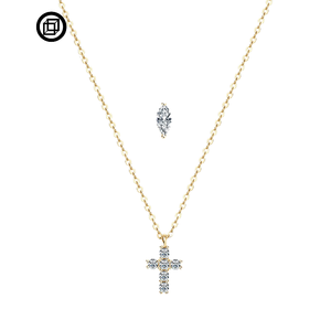 r 925 Silver Necklace for Ladies 3x6mm Marquise Cut 2mm Moissanite <b>Cross</b> Necklace - Product Image 4
