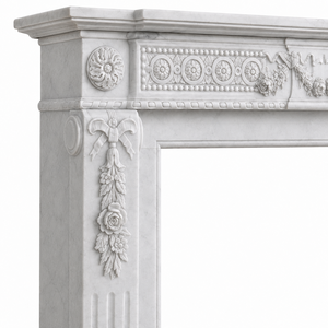 Traditional Marble Fireplace Mantel With Ornate Carving white Stone Indoor Wood Burning Hearth For Dining Room - Product Image 4