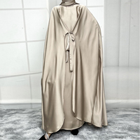 Premium haute qualité couleur unie respirant satin tissu dubai femme musulmane Eid prières poncho avec écharpe abaya ensembles