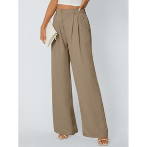 2025 femmes respirant jambe large robe pantalon affaires tenues décontractées avec taille élastique froissé Techniques pour filles dames - Product Image 1