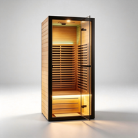 Sauna infrarouge professionnel d'intérieur en bois massif sans cadre avec verre trempé et éléments en carbone pour spa, santé, maison et hôtel