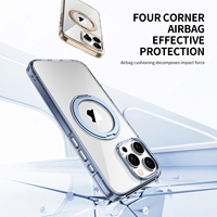 Pour iPhone 16 Pro Max étui Transparent magnétique rotatif support étui de protection Anti jaune 16 Plus 16 Pro clair pare-chocs couverture