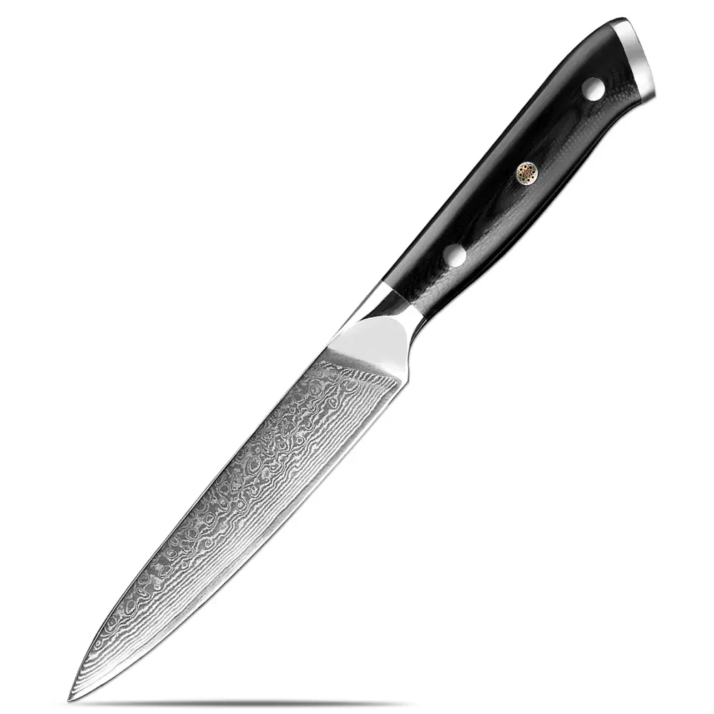 Utility Knife 5 Inch Japanese Damascus VG10 67 Layer Kitchen Fruit Paring Knife Chef Utility Knives Black G10 Handle Razor Sharp
