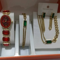 Montre de Luxe pour Femme avec Strass, Bracelet Tendance, Montre-Bracelet à Quartz en Acier Inoxydable, Ensemble de Bijoux pour Dames, Reloj Mujer