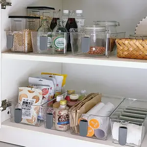 Eco Friendly Wholesale Organizer Bins Save Space Glass Jar Kitchen Organizer Acrylic Box Plastic Fridge Organizer With Handle