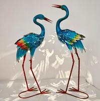 Statue d'heron en fer peinte à la main, élégante grue en métal, décoration de jardin, sculpture d'oiseau d'extérieur résistante à la rouille, nature