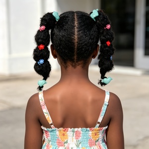 Nouvelle <span class=keywords><strong>queue</strong></span> <span class=keywords><strong>de</strong></span> <span class=keywords><strong>cheval</strong></span> bouclée et moelleuse pour enfants, en cheveux synthétiques naturels, avec pinces à fleurs colorées tendance pour <span class=keywords><strong>coiffure</strong></span> <span class=keywords><strong>de</strong></span> petites filles - Product Image 4
