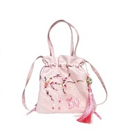 Sac fourre-tout brodé de style chinois, accessoire vintage Hanfu, sac à main à bandoulière brodé floral Su pour femmes