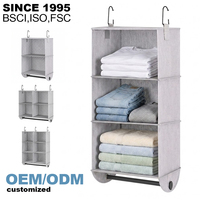 Organisateur de placard suspendu en tissu non tissé avec six poches, gain de place et imperméable pour le rangement des vêtements à domicile