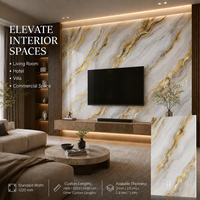 Panneau mural UV MORLENX gris ivoire or Strata en PVC, feuille de marbre pour projet d'aménagement de salle d'exposition de luxe
