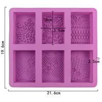 1281 Moule à Savon en Silicone à 6 Trous Motif Damier, Moule en Silicone pour Gâteaux, Savons DIY Faits Main, Bougies et Résine