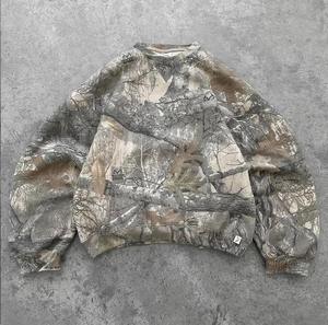 Sudadera con capucha de algodón 100% de 500 GSM con cremallera, estilo vintage, de gran tamaño, con estampado digital, lavado ácido y diseño de camuflaje de árboles, de gran venta. - Product Image 2