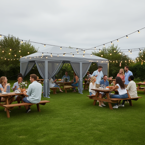 เต็นท์พับได้ขนาด 10 x 20 ฟุต โครงอะลูมิเนียมแข็งแรง ผ้าอ๊อกซ์ฟอร์ด พร้อมมุ้งและกระเป๋าสำหรับพกพา เหมาะสำหรับงานปาร์ตี้ขนาดใหญ่ งานแต่งงานกลางแจ้ง - Product Image 2