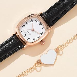 Correa de placa cuadrada, reloj de cuarzo <span class=keywords><strong>literario</strong></span> Retro para mujer, moda coreana, personalidad versátil, esfera de 36mm de diámetro, banda de cuero - Product Image 4