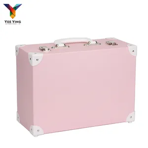Recycled pink rigid paper cardboard suitcase boxes wholesale paperboard suitcase shaped gift box
