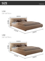 Lit double de luxe en cuir style crème, style italien, pour la maison, la chambre à coucher ou l'hôtel
