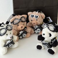Pendentif caméra ours, pendentif de sac, poupée en peluche, porte-clés couple, cadeau créatif, porte-clés