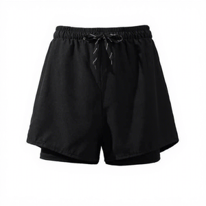 Men's Black Quick Dry Windproof Oxford Nylon/Spandex Zipper Fly Mid Waist Casual Sport Shorts Solid Color Woven <b>Fabric</b> - Product Image 1