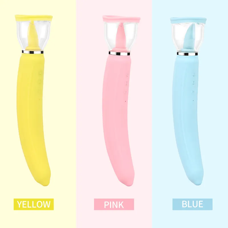Bananen Tepel Zuigen Seksspeeltje Tong Likken Clitoris Vibrator Vibrerende Dildo Voor Vrouwen Meerdere Plezier 3 In 1 Volwassen Speelgoed