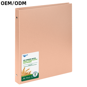 Biểu tượng tùy chỉnh A4 Kích thước 3-ring chất kết dính rơm lúa mì PU da mở rộng tập tin Pocket PP Túi PVC cho các trường học sử dụng có tính năng tập tin - Product Image 1