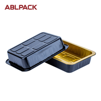 Récipient à emporter rectangulaire pour Restaurant 1200ml 4 compartiments assiette en aluminium emballage de restauration rapide avec couvercles