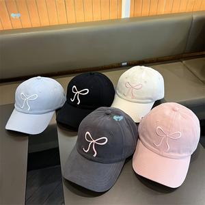 Linda Gorra de Béisbol Beige con Lazo Rosa Claro Bordado, Unisex, Casual, para Primavera/Verano - Product Image 2