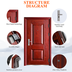 Seguridad Antirrobo Hogar Residencial Metal Exterior Apartamento Granja Entrada Puertas delanteras de acero - Product Image 4