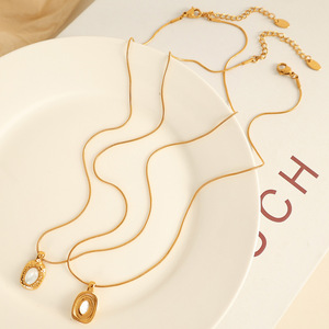 Water Drop Pearl Pendant Necklace Gold Plated <b>Titanium</b> Steel For Women Everyday Wear Solitaire Pendants Bezel Setting - Product Image 2