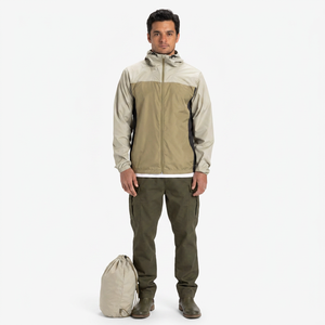 Chaqueta Cortavientos Casual para Hombre, Talla Grande, Personalizada, Negra, de Poliéster, con Cuello Alto y Cierre de Cremallera, Impermeable para Verano - Product Image 1