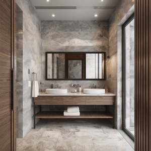 Mueble de Baño Integrado de Estilo Retro Moderno, Diseño Económico para Hoteles de Estrella, para Apartamentos Urbanos, Mueble de Baño de Pared - Product Image 6