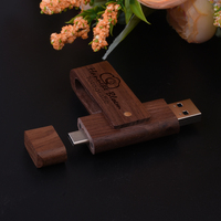 OTG usb Flash Drive 2 in 1, stik penyimpanan memori USB ponsel tipe C 16gb 32gb 64gb kayu