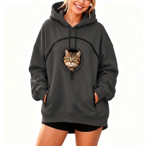 USMILEPET <span class=keywords><strong>Felpa</strong></span> con Cappuccio Porta Animali Domestici, Borsa <span class=keywords><strong>per</strong></span> Gatti con Tasca a Canguro Oversize, Foderata in Pile, Manica Lunga con Cerniera <span class=keywords><strong>per</strong></span> Gattini, Cuccioli e Cani - Product Image 1