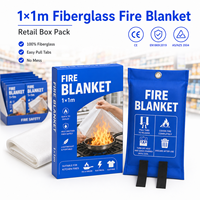 Couverture anti-feu en fibre de verre OEM 1m x 1m, certifiée CE, couleur personnalisée, emballage sur mesure, marque privée, fourniture de sécurité pour la vente au détail