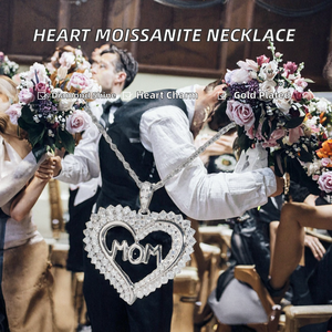 Collar con Colgante de Corazón Helado, Regalo para Mamá, Cadena de Eslabones Personalizada Estilo Hip Hop para Mujer, Plata S925, Moissanita VVS, Rosa, 18 Pulgadas - Product Image 2