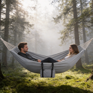 <span class=keywords><strong>Hamac</strong></span> de camping portable, <span class=keywords><strong>hamac</strong></span> léger en nylon avec barres détachables pour la randonnée en plein air, le trekking, avec mousquetons et sangles - Product Image 3