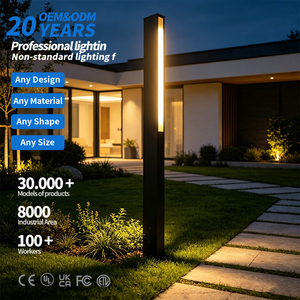 ไฟสวน LED โลหะ ดีไซน์ทันสมัย IP65 รูปทรงแบนใหม่ ขนาด 2ม./3ม./4ม. สำหรับสนามหญ้า/ลานบ้าน กันน้ำสำหรับภายนอกอาคาร - Product Image 1